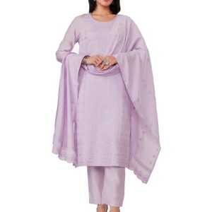 Myx Women's Embroidered Kurta Pant Set with Dupatta