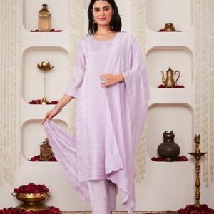 Myx Women's Embroidered Kurta Pant Set with Dupatta