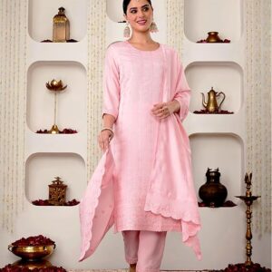 Myx Women's Embroidered Kurta Pant Set with Dupatta